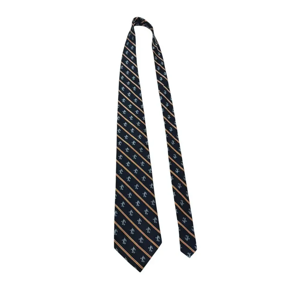 Vintage Walt Disney World Mickey Mouse Embroidered Navy Blue Novelty Necktie